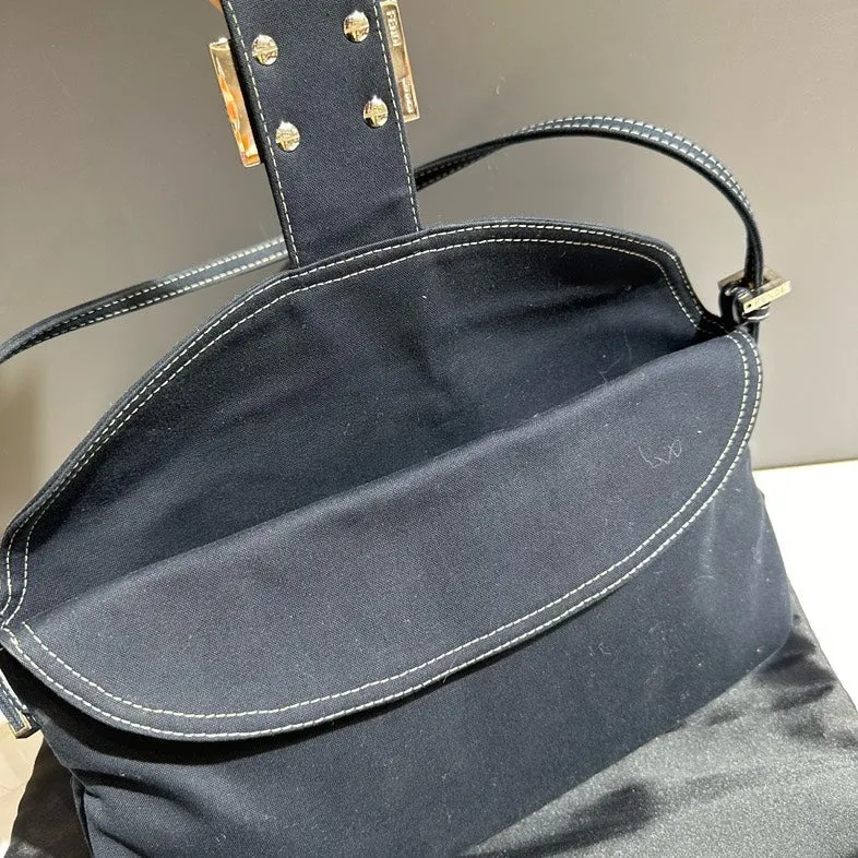🔥 Price Drop  Fendi Hobo Bag Black Suede Vintage Designer Handbag