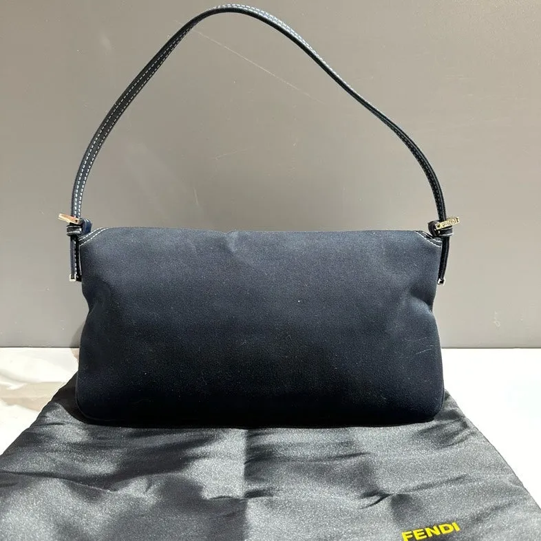 🔥 Price Drop  Fendi Hobo Bag Black Suede Vintage Designer Handbag