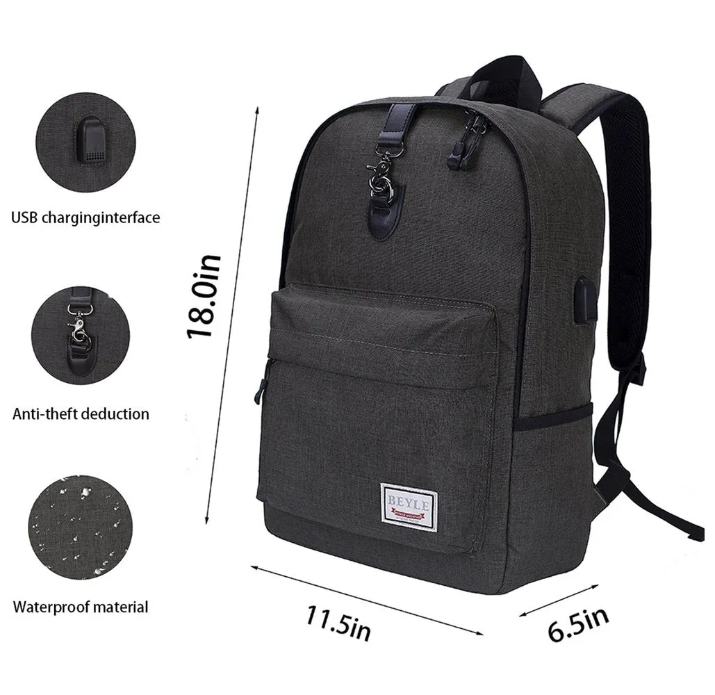 17” Anti-Theft Laptop Backpack with USB Charging Port