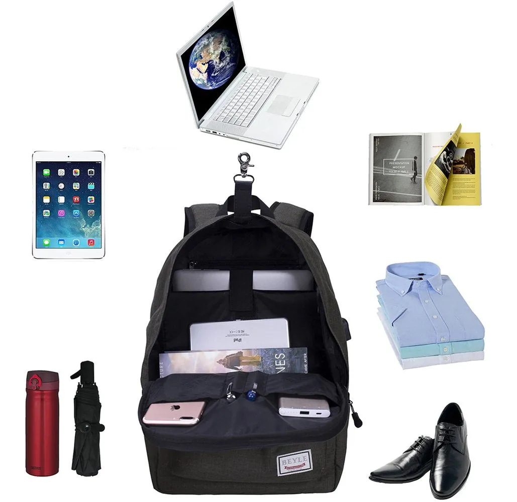 17” Anti-Theft Laptop Backpack with USB Charging Port