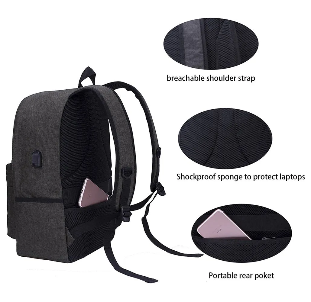 17” Anti-Theft Laptop Backpack with USB Charging Port