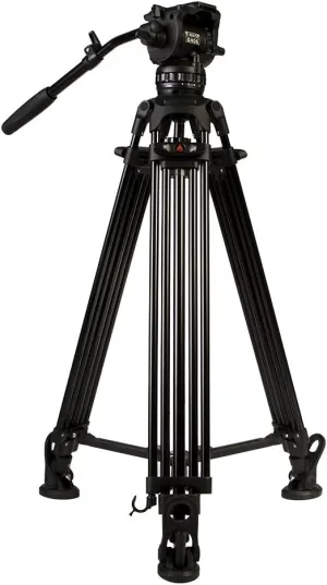 2 Stage Aluminum Video Tripod w/ GH06Fluid Pan/Tilt Head, Maximum Height: 67″, Variable Tilt/Drag, 13.2 lb. Capacity, Includes Padded Shoulder Bag (EG06A2) - Black