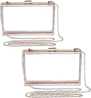 2pack acrylic clutch purse, clear purse stadium approved, Crossbody Shoulder Evening Handbag, clear purse concert approved, clear box purse ita purse its bag