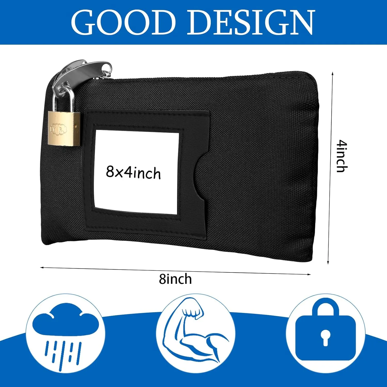 3 Pieces Waterproof Cash Bags with Lock and Zipper Money Oxford Cloth Document Bags with 6 Keys for Bank Deposits Business Personal
