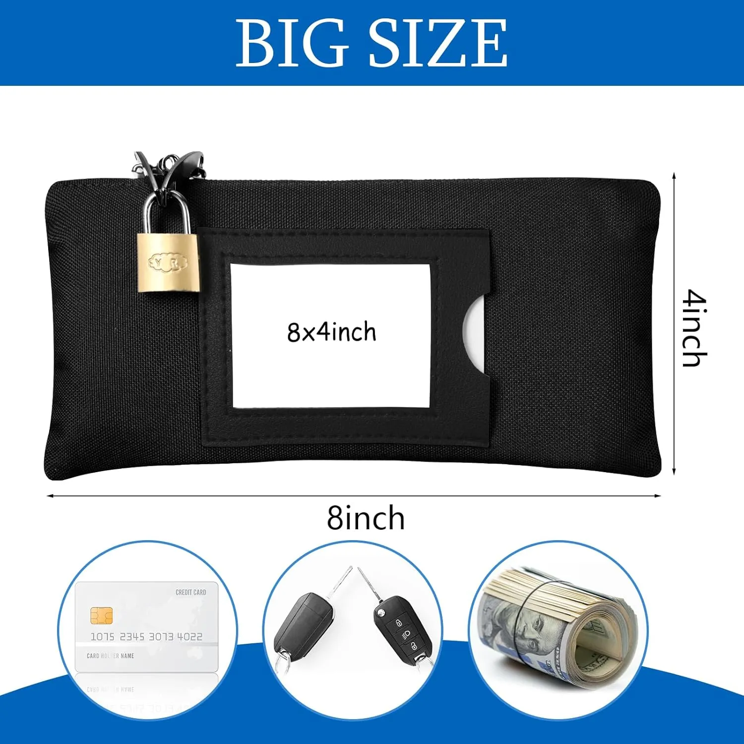3 Pieces Waterproof Cash Bags with Lock and Zipper Money Oxford Cloth Document Bags with 6 Keys for Bank Deposits Business Personal