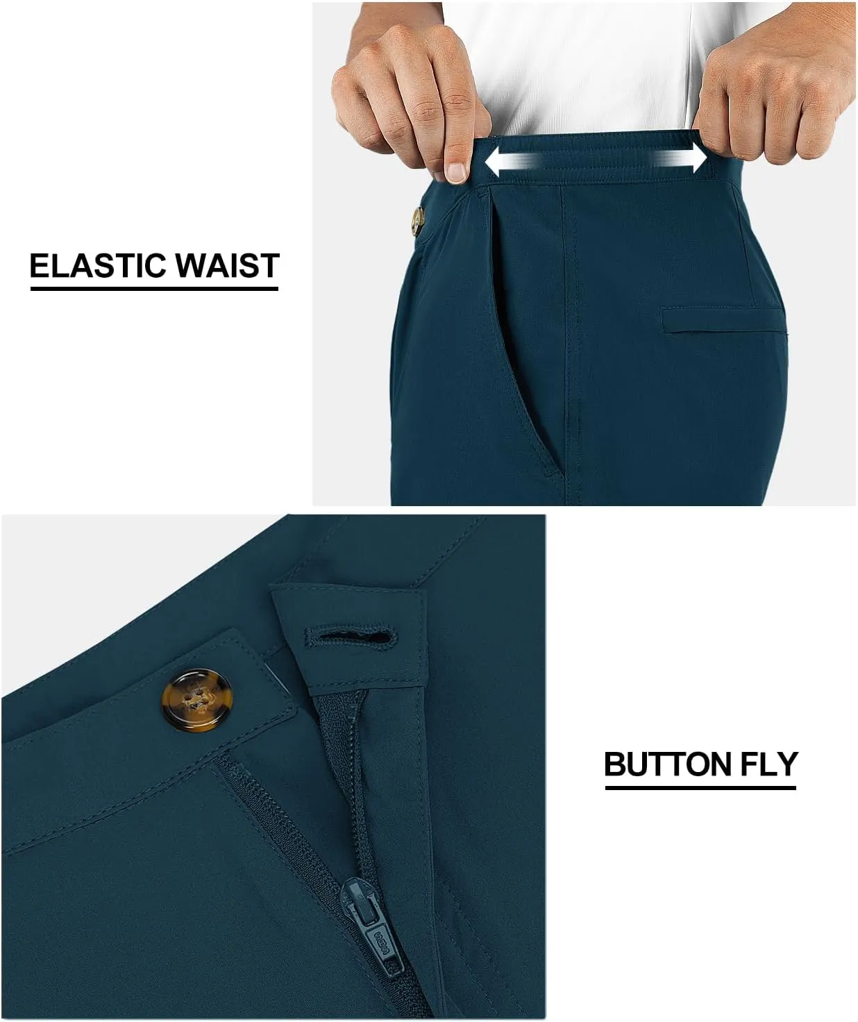 33,000ft Mens Golf Shorts 9 inch Inseam Quick Dry Elastic Waist Classic-Fit Drawstring Dress Shorts Hiking Fishing Business