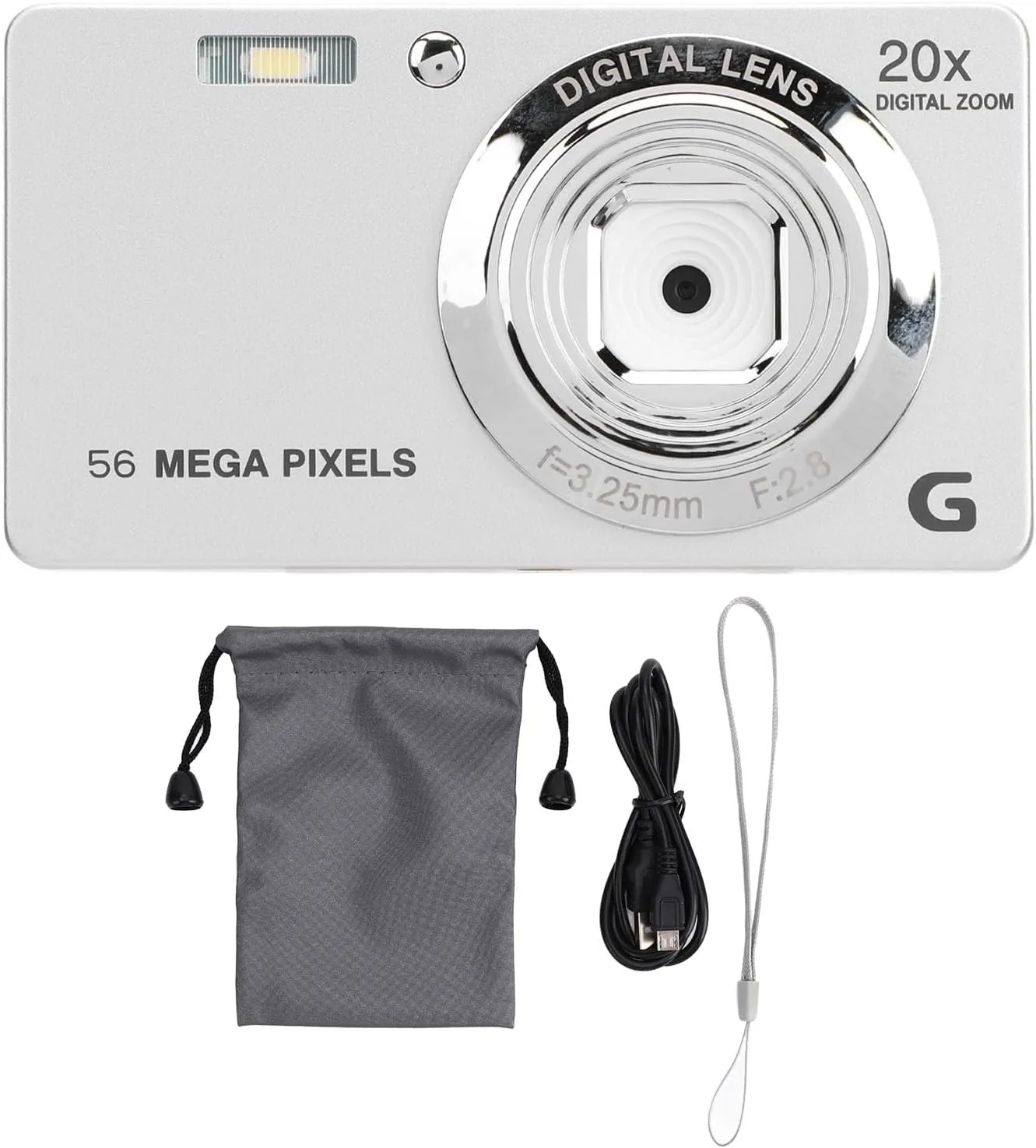 4K Digital Camera 56MP for Travel Vlogging with 20X Zoom Shake Webcam Function 2.7 Inch LCD Screen