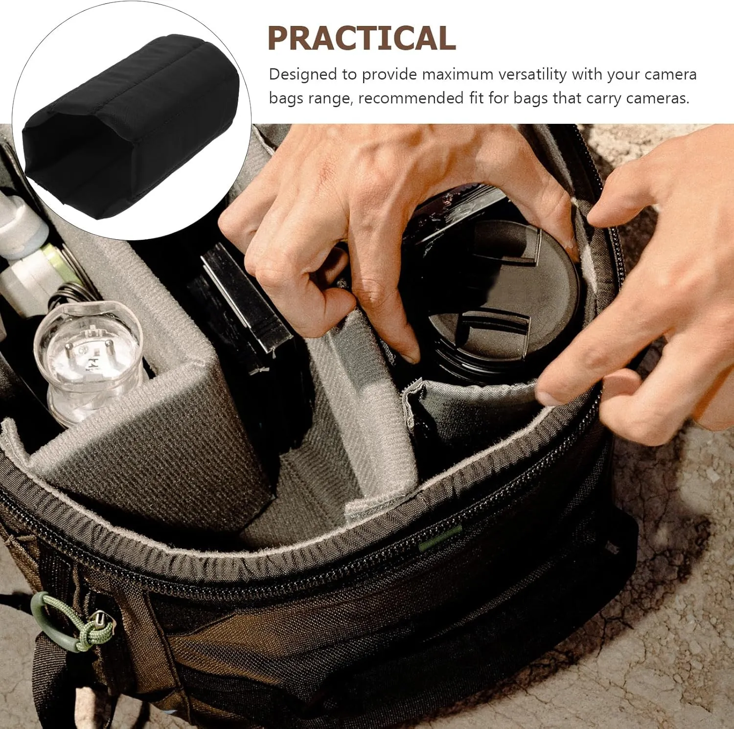 8 Pcs Camera Bag Divider Baggies Dividers Bag Divider Insert Bag Divider Organizer Insert Divider for Bag Camera Insert for Backpack Suite N Gray Suede Roller Partition Thicken, Blackx4pcs