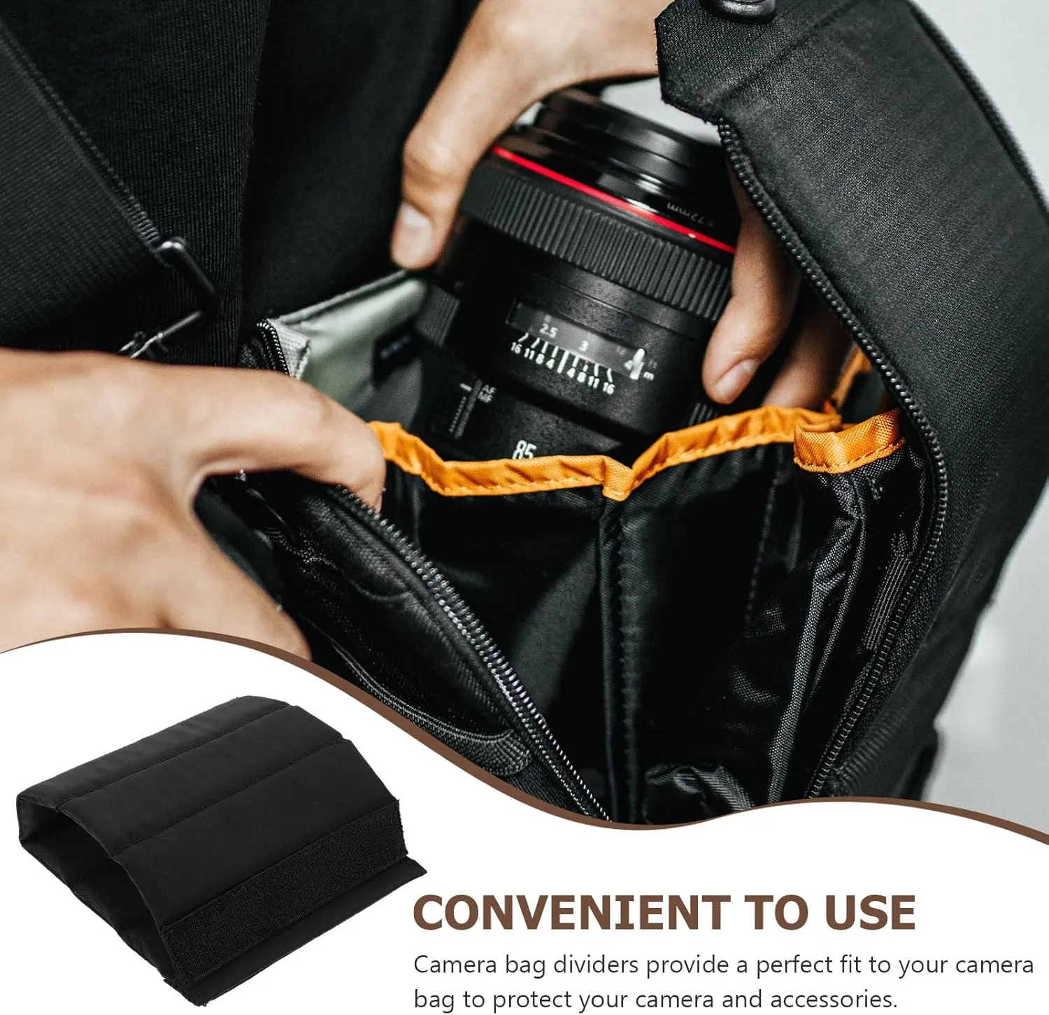 8 Pcs Camera Bag Divider Baggies Dividers Bag Divider Insert Bag Divider Organizer Insert Divider for Bag Camera Insert for Backpack Suite N Gray Suede Roller Partition Thicken, Blackx4pcs
