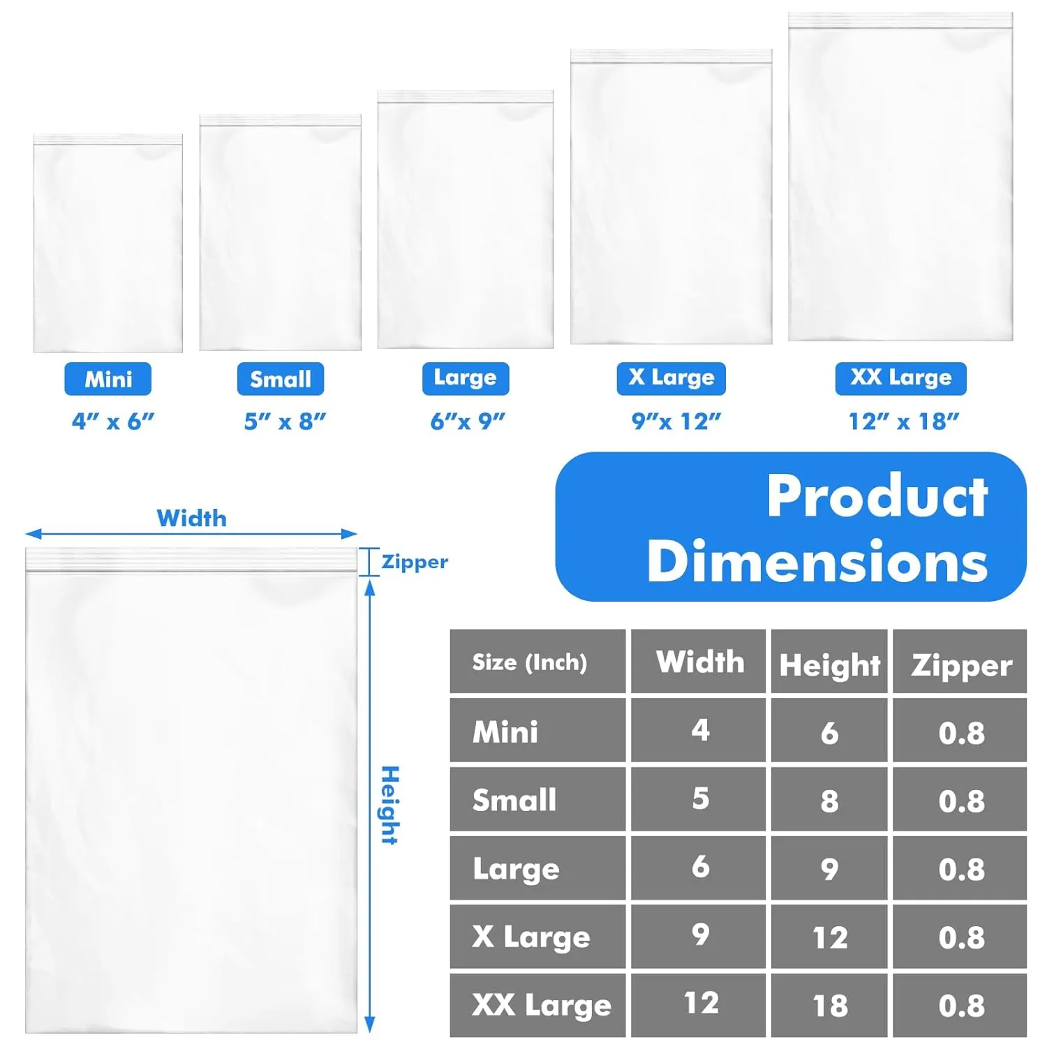 9”x12” Reclosable Clear Zip Poly Bags 500 Pcs Resealable Plastic Bags with Lock Seal Zipper for Packaging Clothes, T-shirts, Pants, Gifts, Small Business Shipping Bags 2 Mil Thickness, 500 ct