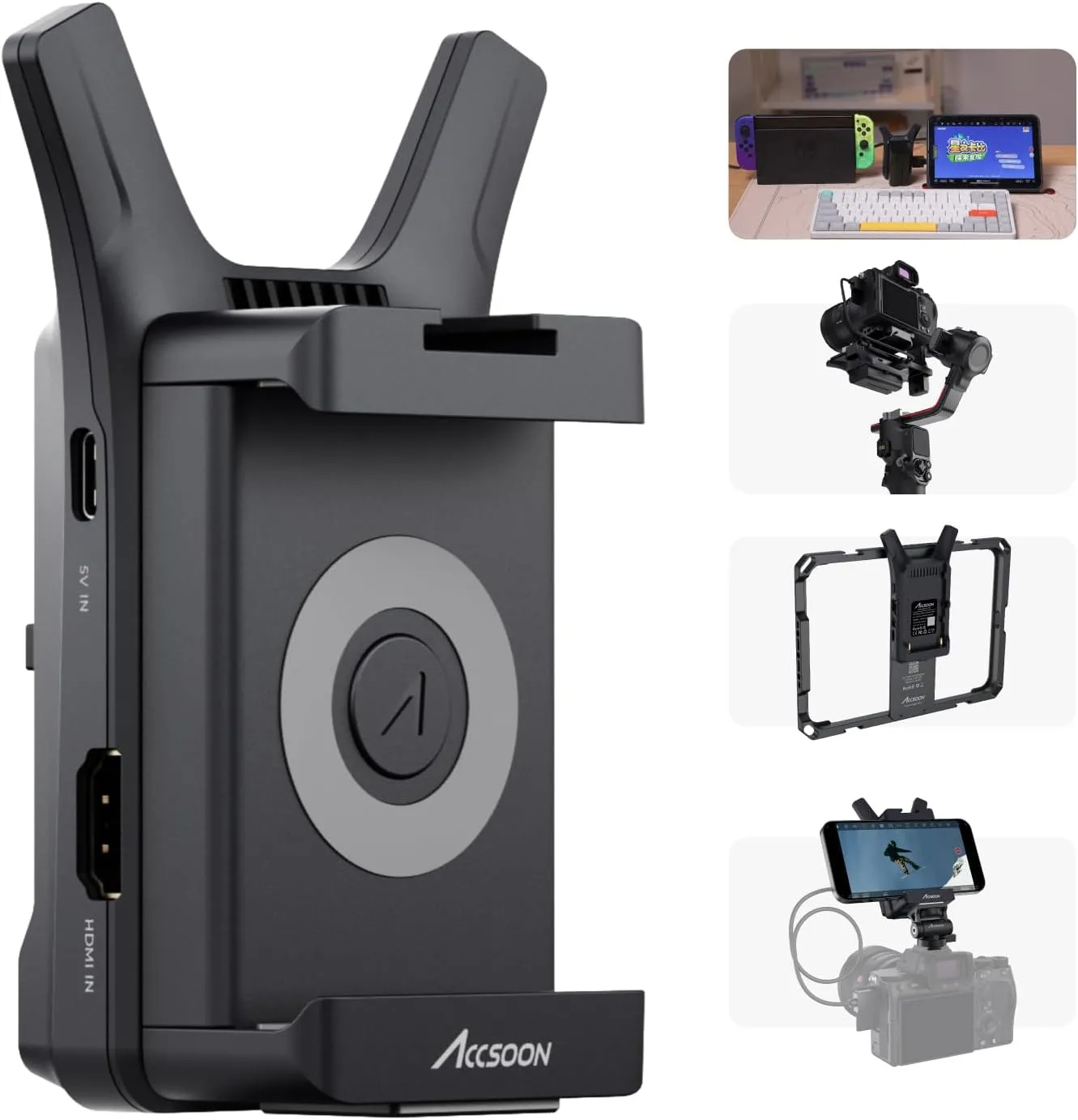 Accsoon CineView Nano Wireless Video Transmitter, 5G HDMI Video Transmitter 1080p60 500ft Range 60ms Latency, Compatible with RS2/RS3/RS3 Pro/Switch/DSLR, Support iOS/Android-4 App Monitoring