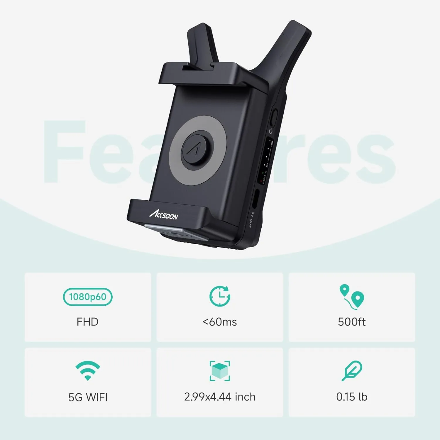 Accsoon CineView Nano Wireless Video Transmitter, 5G HDMI Video Transmitter 1080p60 500ft Range 60ms Latency, Compatible with RS2/RS3/RS3 Pro/Switch/DSLR, Support iOS/Android-4 App Monitoring