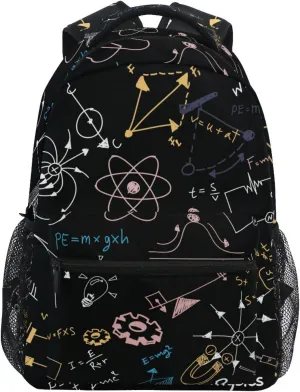 Acpiggto Backpack Cute Physics Formula Scientific Diagram Blackboard Daypack Shoulder Bag with Name Label Tag for Travel Hiking Casual Camping Sports Gym