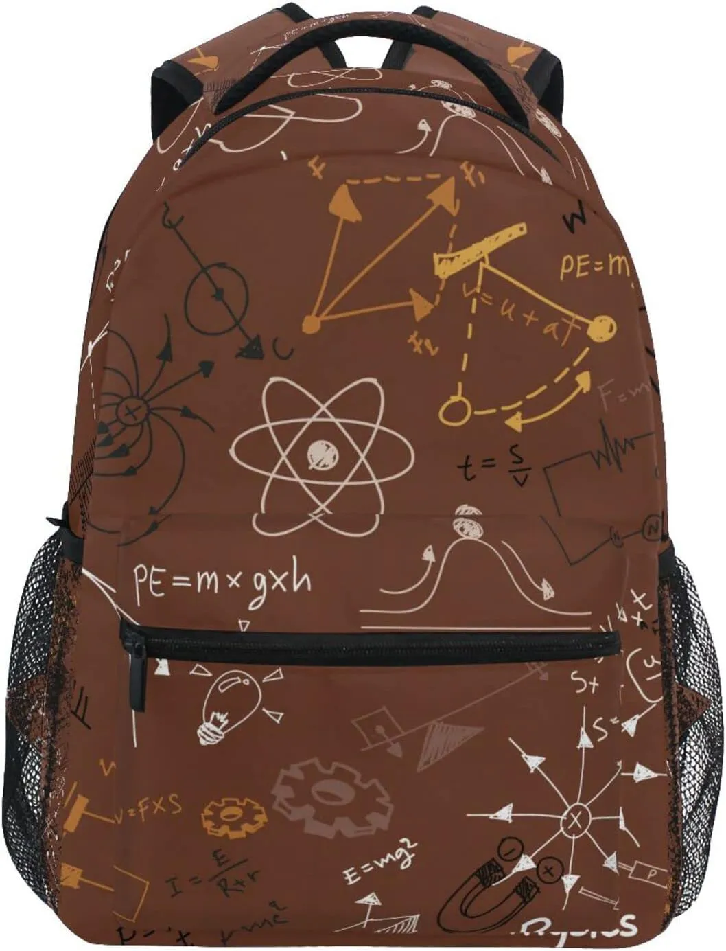 Acpiggto Backpack Daypack Shoulder Bag Math Mathematical Formula Education Number Brown Autumn Rucksack Bookbag Boys Girls