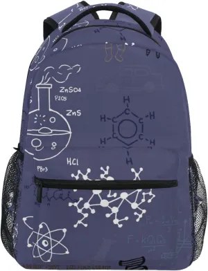 Acpiggto Backpack Daypack Shoulder Bag Purple Science Education Formulas Math Biology Aerospace Rucksack Bookbag Boys Girls