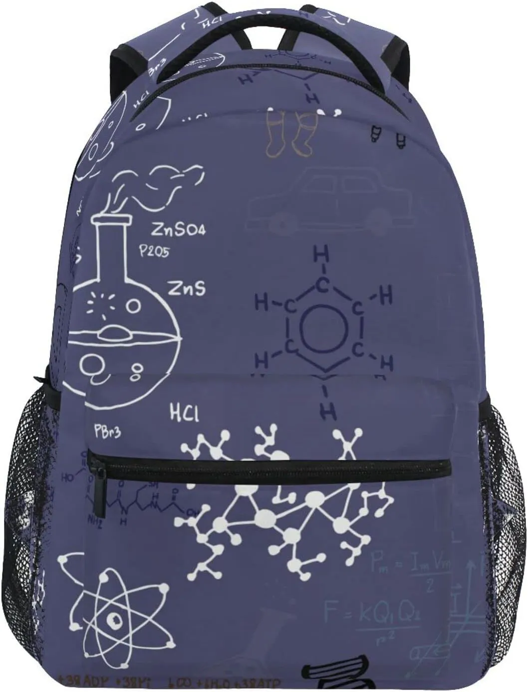 Acpiggto Backpack Daypack Shoulder Bag Purple Science Education Formulas Math Biology Aerospace Rucksack Bookbag Boys Girls