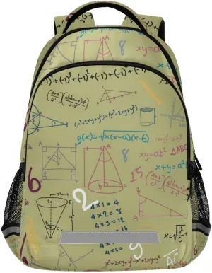 Acpiggto Backpack Green Math Formula Mathematical Education Doodle Cute Travel Daypack Shoulder Bag With Padded Shoulder Strap Large Medium Size