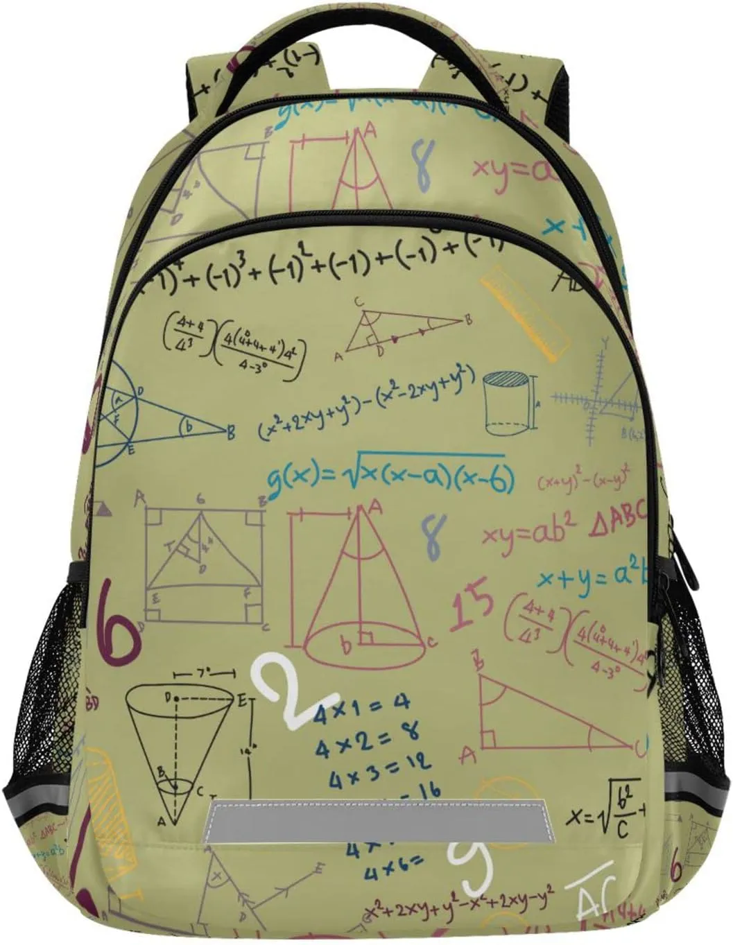 Acpiggto Backpack Green Math Formula Mathematical Education Doodle Cute Travel Daypack Shoulder Bag With Padded Shoulder Strap Large Medium Size