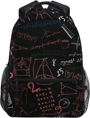 Acpiggto Backpack Red Math Mathematical Formula Education Number Daypack Shoulder Bag with Name Label Tag for Travel Hiking Sports Gym Casual Camping