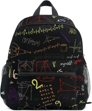 Acpiggto Small Backpack Colorful Math Formula Diagram Education Blackboard Daypack Shoulder Bag with Name Label Tag