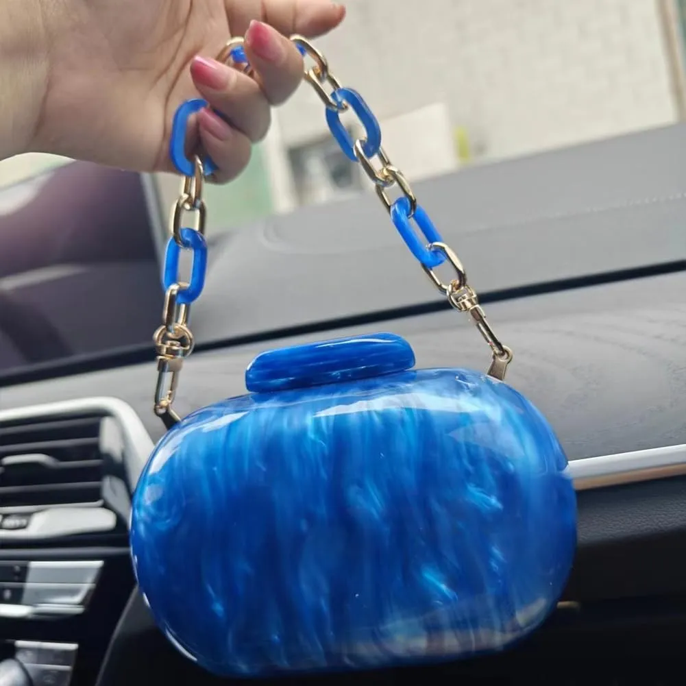 Acrylic Bubble Bag Luxury Marble Clutch Evening Purses for Women Glitter Handbag for Wedding Party Prom