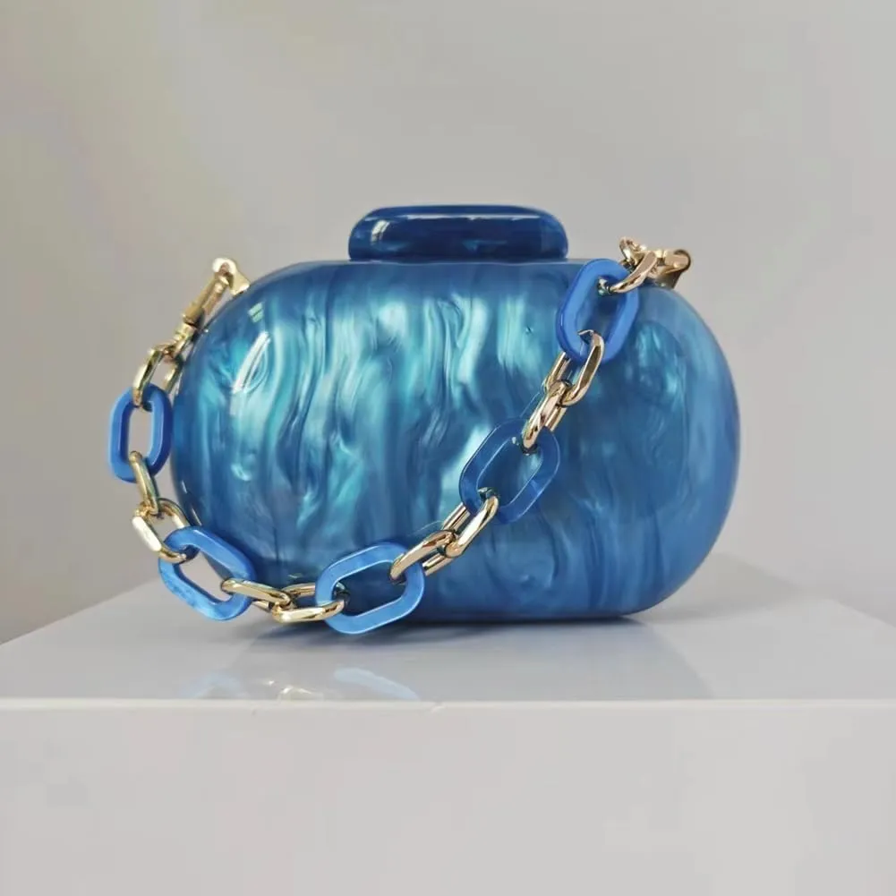 Acrylic Bubble Bag Luxury Marble Clutch Evening Purses for Women Glitter Handbag for Wedding Party Prom