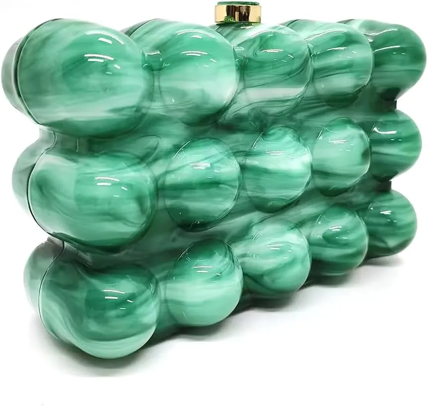 Acrylic Bubble Bag Luxury Marble Clutch Evening Purses for Women Glitter Handbag for Wedding Party Prom