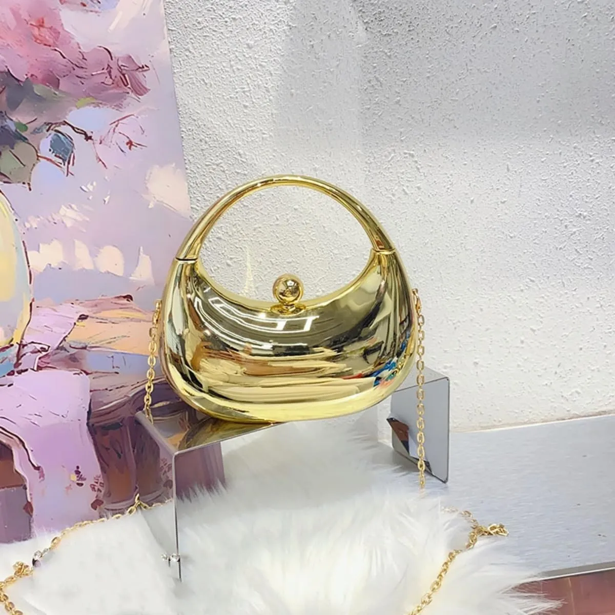 Acrylic Handbags for Women Cute Acrylic Clutch Small Unique Purse Trendy Metal Evening Bag for Party Cocktail