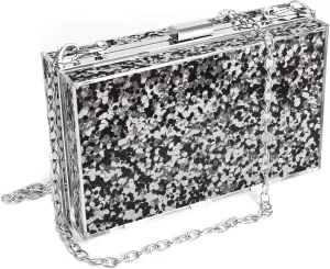 Acrylic Purses and Handbags, Mixed Color Sequins Acrylic Evening Bag,Fashion Lovely Shoulder Bag for Dinner Party Travel