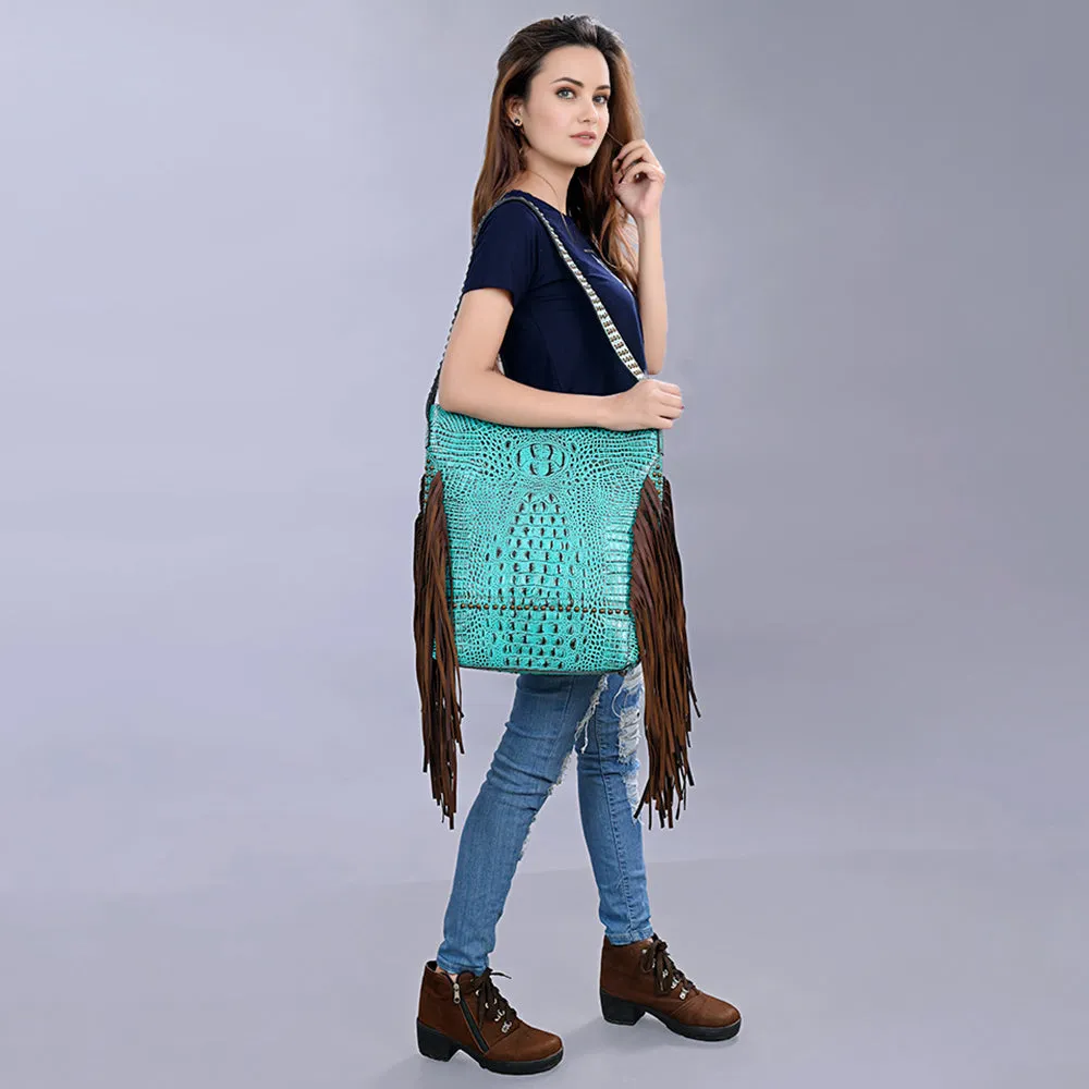 ADBG1216 American Darling Crocodile Embossed Genuine Leather Women Bag Western Handbag Purse