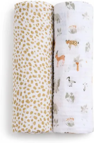 aden   anais Essentials Cotton Muslin Swaddle, Breathable Baby Blanket, Ideal for Boys, Girls, Newborns, Babies & Infants, Receiving Blanket, Soft and Lightweight Wrap, 2 Pack, Giraffe Safari