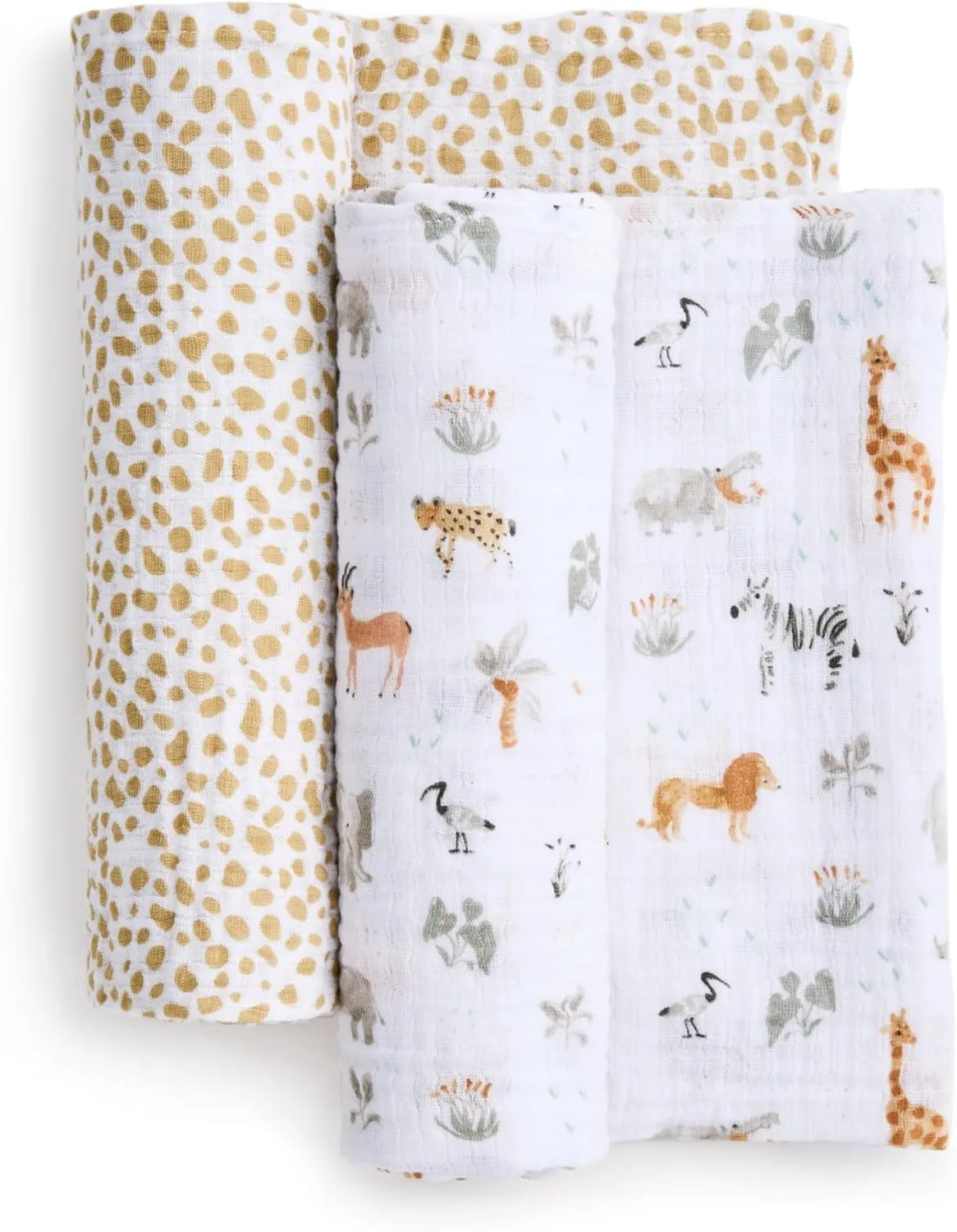 aden   anais Essentials Cotton Muslin Swaddle, Breathable Baby Blanket, Ideal for Boys, Girls, Newborns, Babies & Infants, Receiving Blanket, Soft and Lightweight Wrap, 2 Pack, Giraffe Safari
