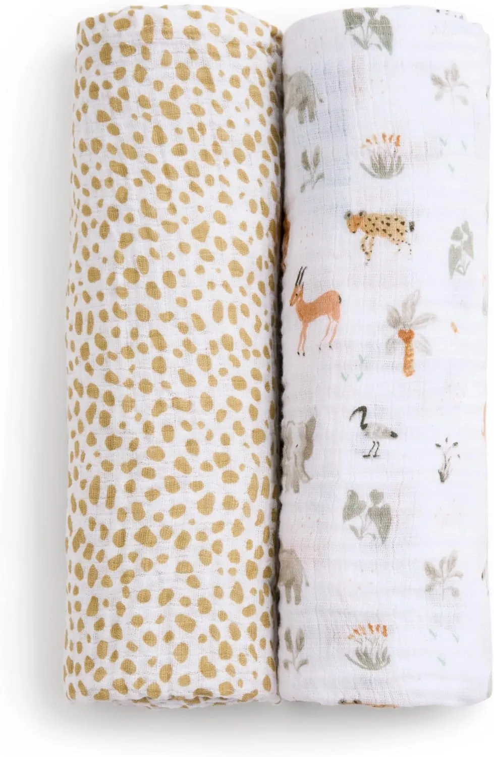 aden   anais Essentials Cotton Muslin Swaddle, Breathable Baby Blanket, Ideal for Boys, Girls, Newborns, Babies & Infants, Receiving Blanket, Soft and Lightweight Wrap, 2 Pack, Giraffe Safari
