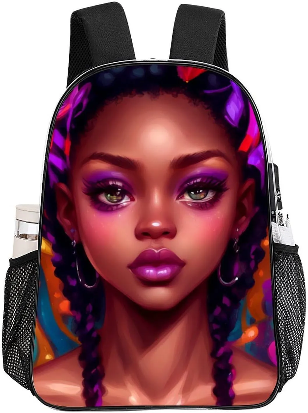 African American Women Black Womens Ethnic Art Backpack Transparent Multipurpose Anti-Theft Shoulder Bag Big Capacity Gym Outdoor Hiking Backpack With Padded Straps