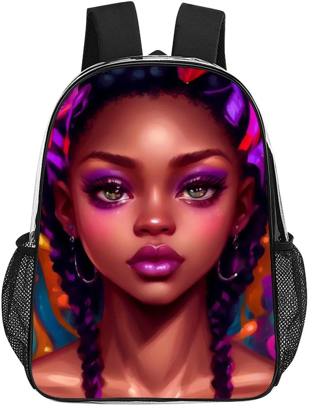 African American Women Black Womens Ethnic Art Backpack Transparent Multipurpose Anti-Theft Shoulder Bag Big Capacity Gym Outdoor Hiking Backpack With Padded Straps