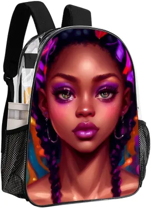 African American Women Black Womens Ethnic Art Backpack Transparent Multipurpose Anti-Theft Shoulder Bag Big Capacity Gym Outdoor Hiking Backpack With Padded Straps