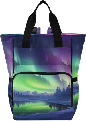 ALAZA Diaper Backpack with with 3 Insulated Pockets, Multifunctional Milky Way in Night Forest Scene with Fog Diaper Bags Organizer Bag Anti-Theft Travel Backpack for Women Men