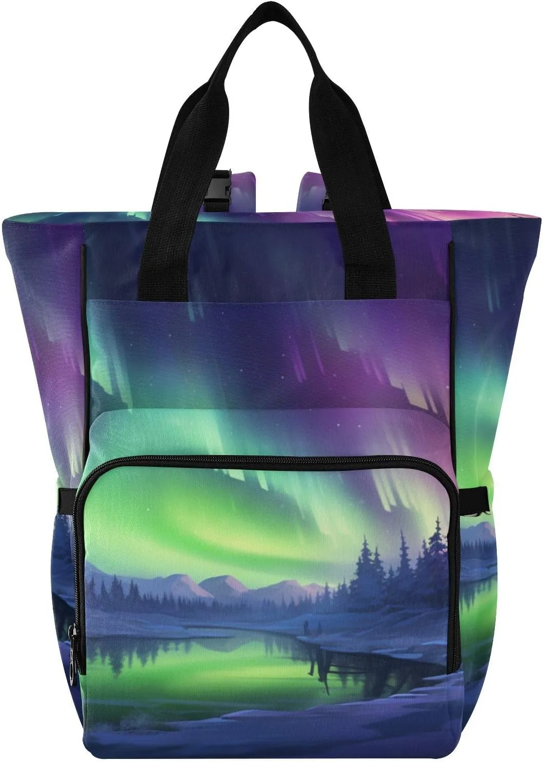ALAZA Diaper Backpack with with 3 Insulated Pockets, Multifunctional Milky Way in Night Forest Scene with Fog Diaper Bags Organizer Bag Anti-Theft Travel Backpack for Women Men
