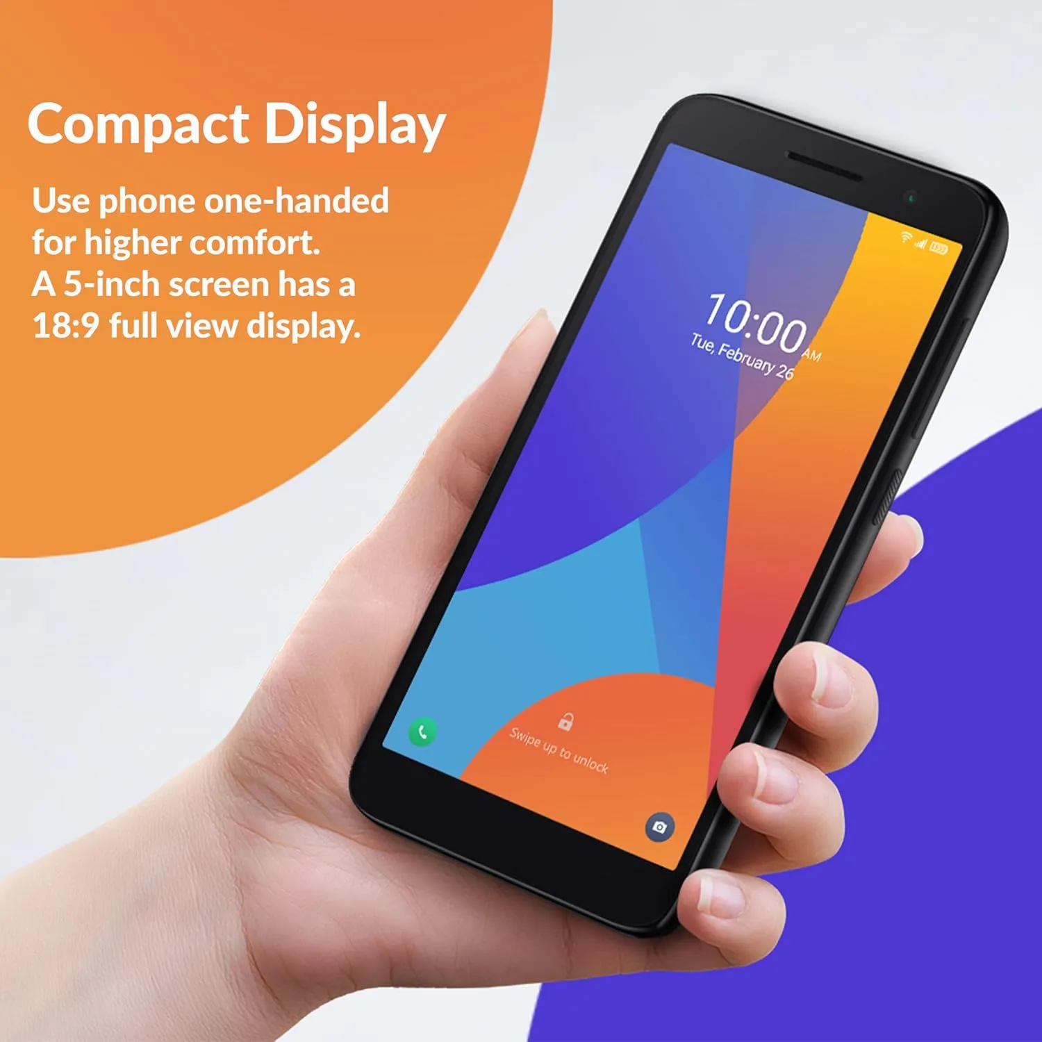 Alcatel 1 (16GB) 5.0" Full View Display - Removable Battery - Dual SIM GSM Unlocked US & Global 4G LTE International Version - Volcano Black