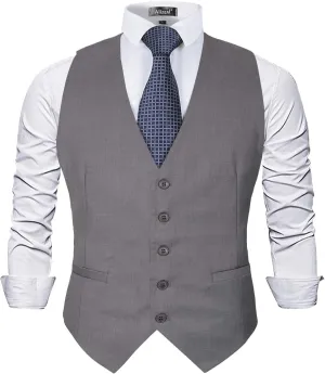 Alizeal Mens Classic Solid Color Business Suit Vest Regular Fit Tuxedo Waistcoat for Wedding