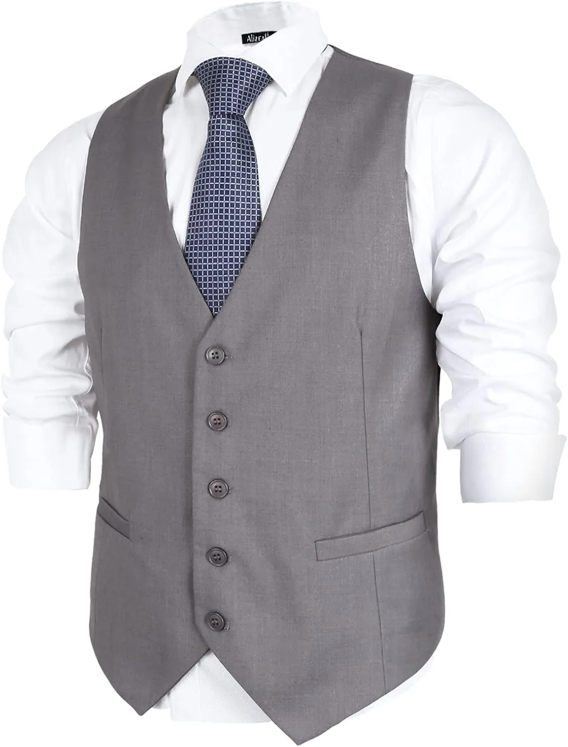 Alizeal Mens Classic Solid Color Business Suit Vest Regular Fit Tuxedo Waistcoat for Wedding