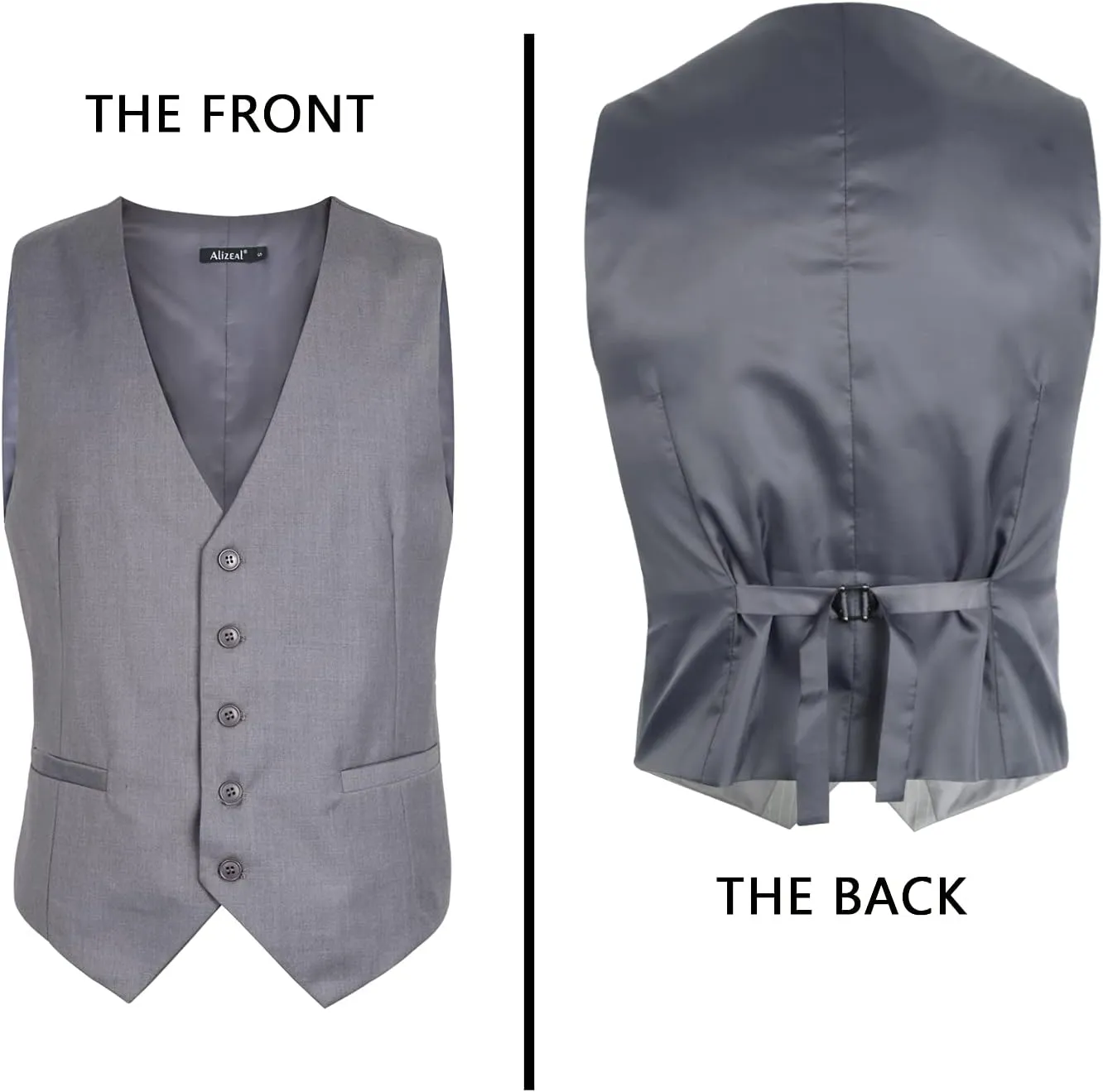 Alizeal Mens Classic Solid Color Business Suit Vest Regular Fit Tuxedo Waistcoat for Wedding