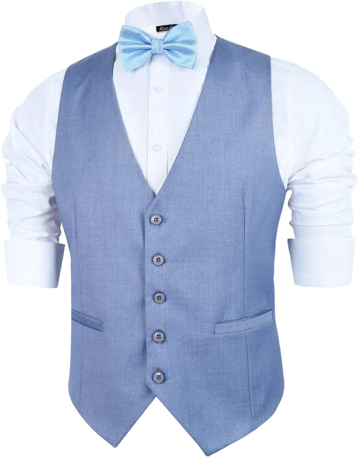 Alizeal Mens Classic Solid Color Business Suit Vest Regular Fit Tuxedo Waistcoat for Wedding