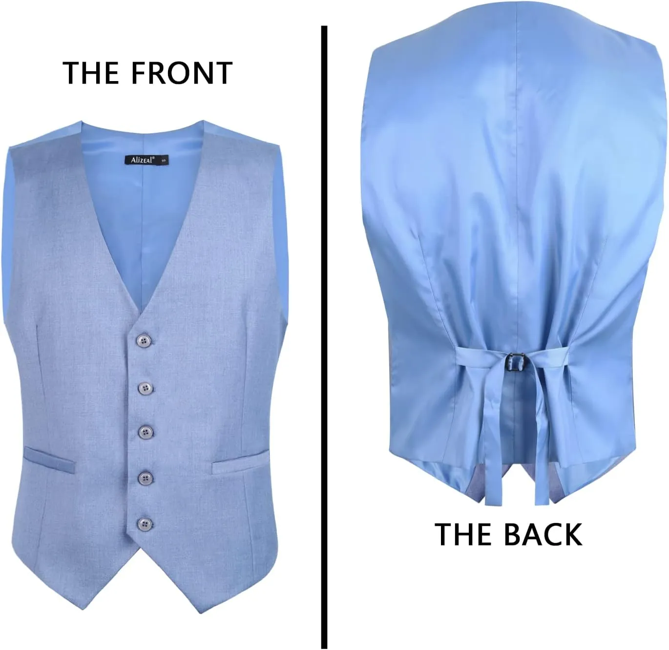 Alizeal Mens Classic Solid Color Business Suit Vest Regular Fit Tuxedo Waistcoat for Wedding