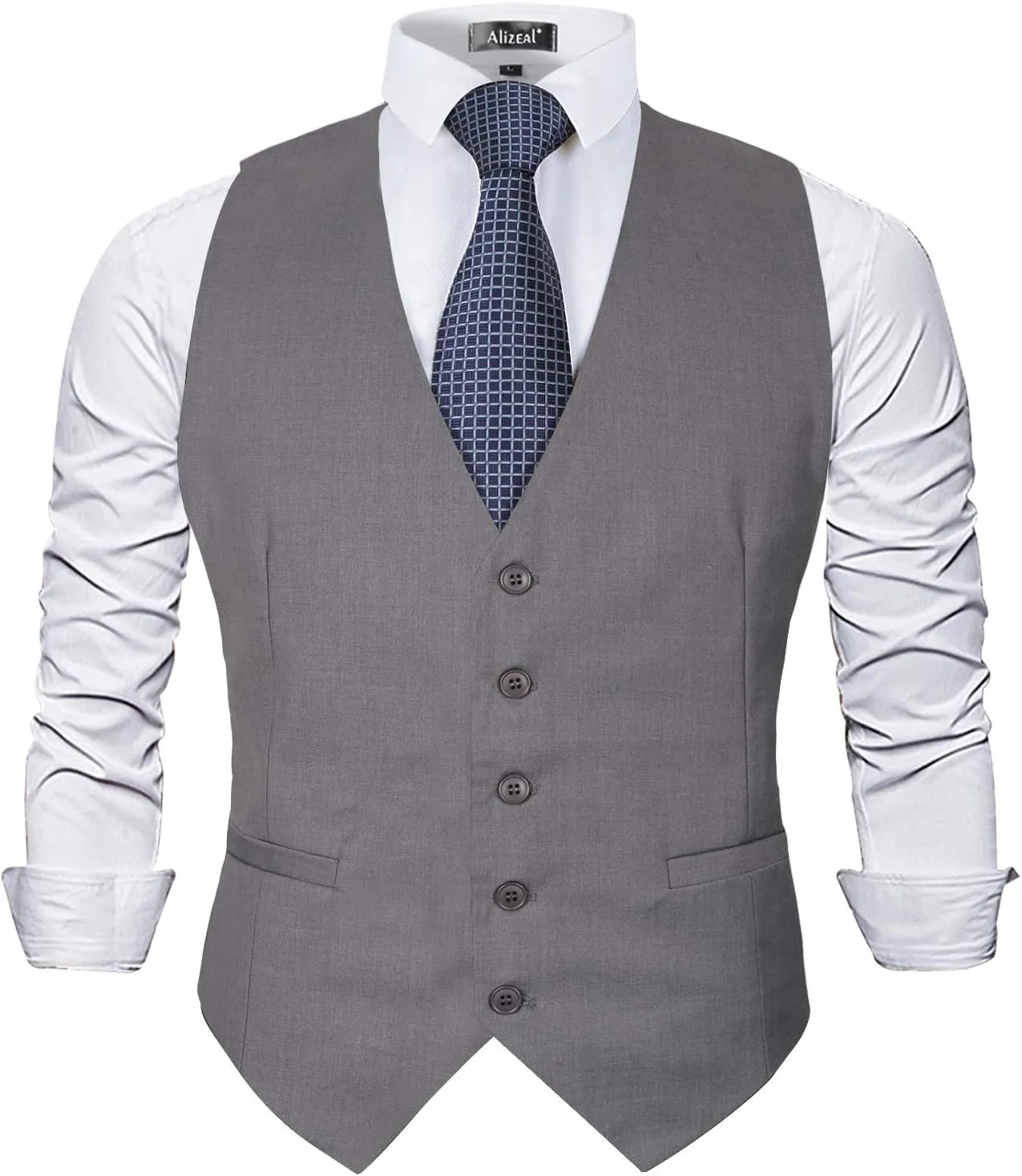 Alizeal Mens Classic Solid Color Business Suit Vest Regular Fit Tuxedo Waistcoat for Wedding