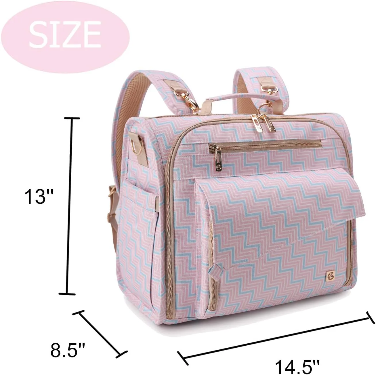 ALLCAMP Diaper Bag Large, Support Baby Stroller, Converted Into a Tote Bag