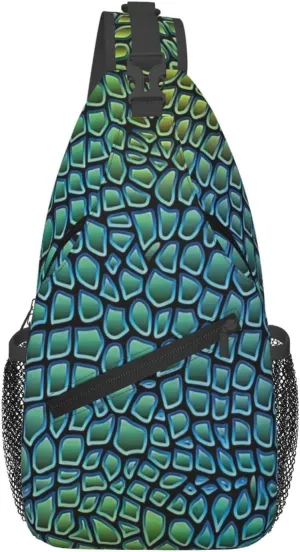 Alligator Skin Print Crossbody Backpack Sling Bag Chest Bags Daypack For Sport Running Hiking Women Men Unisex