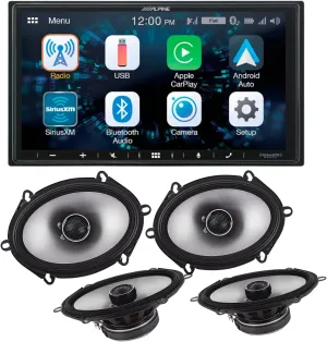 Alpine iLX-W650 7" Touchscreen Multimedia Receiver & A Pair of Alpine S2-S68 6x8 460W Hi-Res Coaxial Speakers Bundle – Apple CarPlay, Android Auto, Bluetooth, and Premium Audio Performance