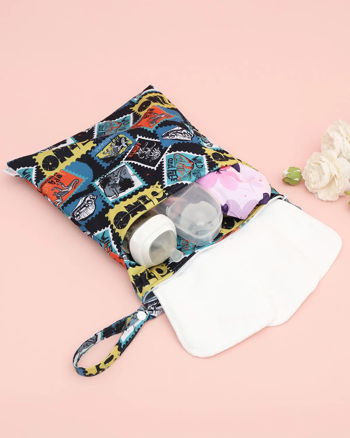 ALVABABY 3 Cloth Diaper Wet Dry Bags Waterproof Reusable with Two Zippered Pockets Travel Beach Pool Daycare Soiled Baby Items Yoga Gym Bag for Swimsuits or Wet Clothes Small medium Large 3L-SML09
