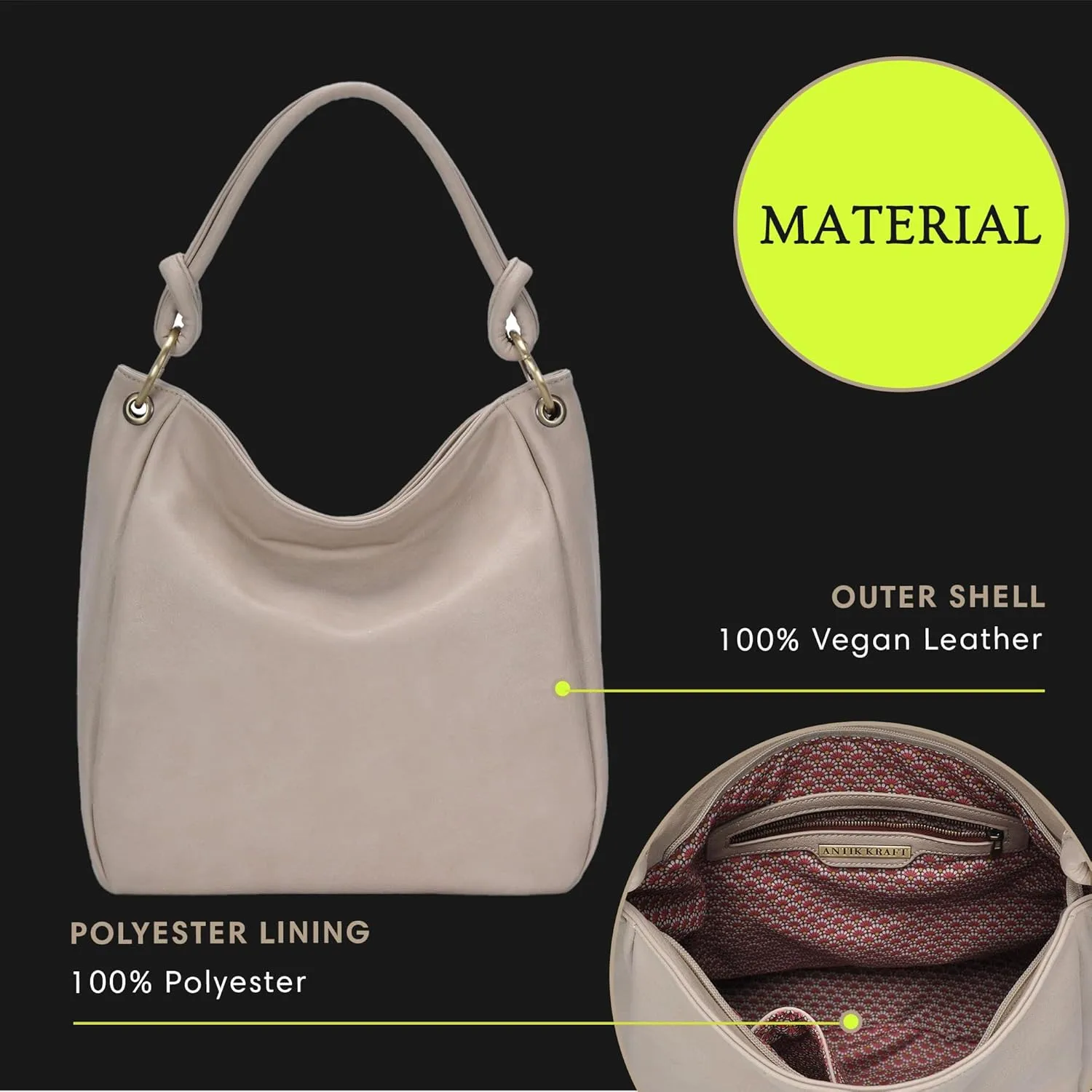 Amara Hobo | Top Handle Hobo Satchel, Soft Distressed Vegan Leather Handbag or Purse | 17" L x 5.25" W x 14" H
